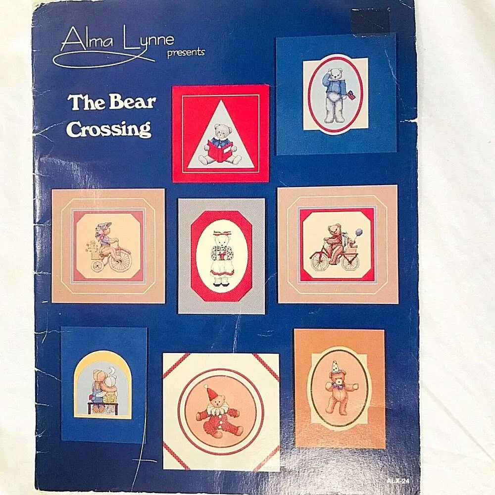 Cross Stitch (2) Vtg Pattern Books Bear Crossing Treasured Teddies  Alma Leisure